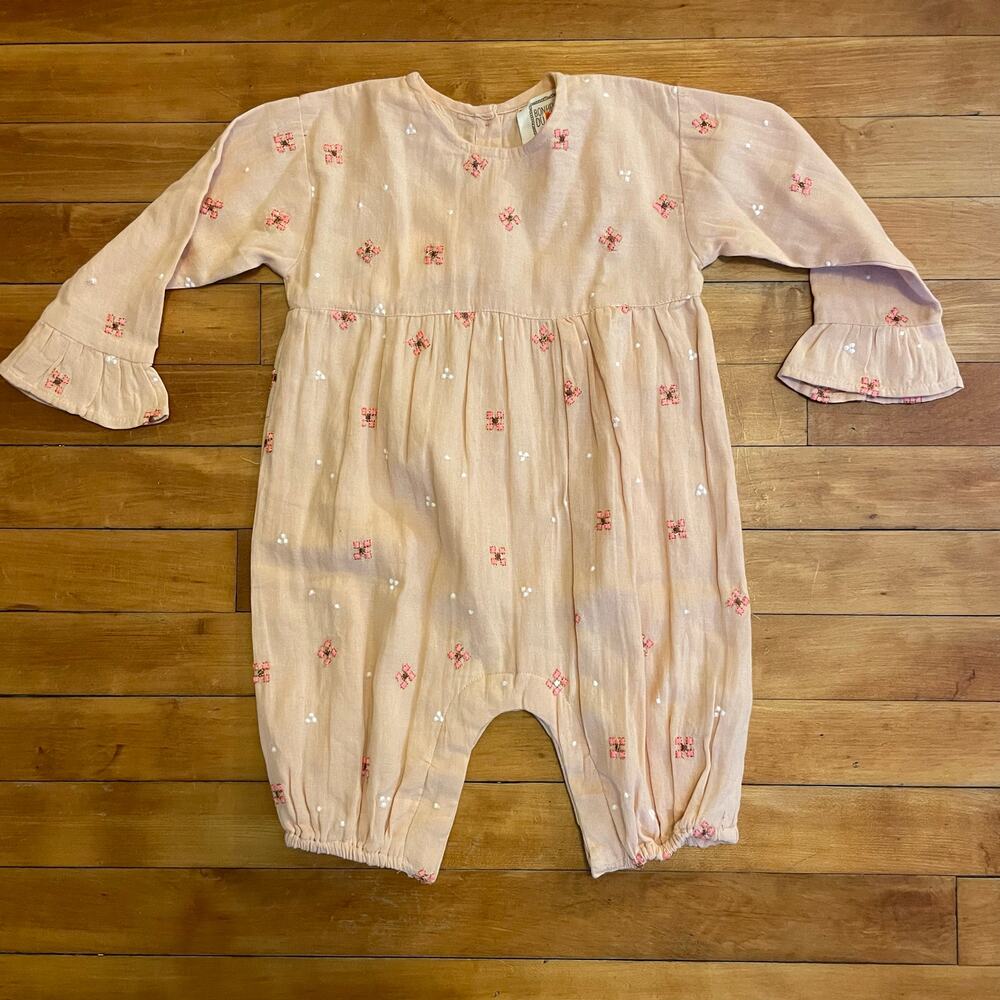 NWT Bonheur du Jour Embroided Flower Long Sleeve Romper
